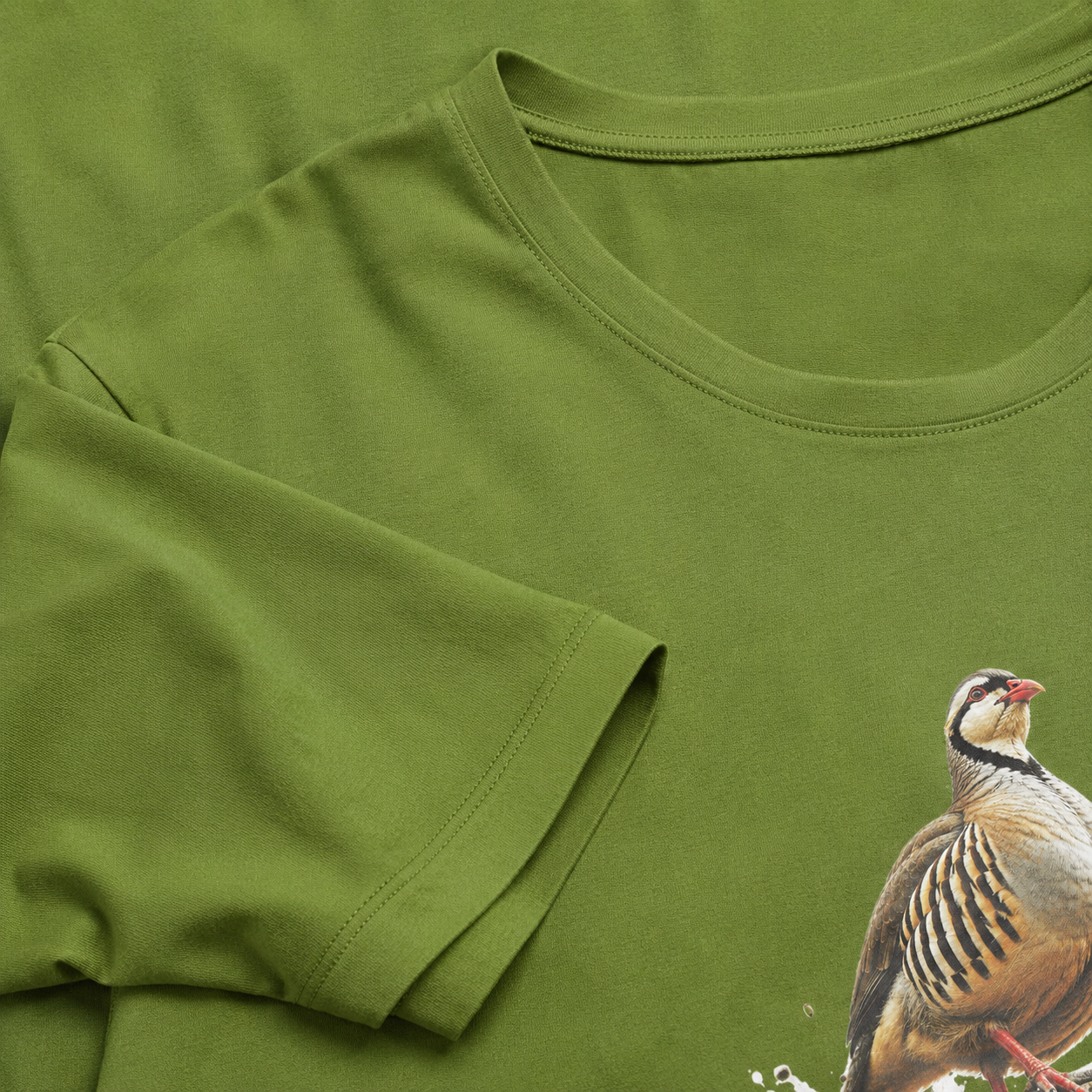 Hardstone Kınalı Keklik Baskılı %100 Pamuk T-Shirt yeşil kumaş detay görseli