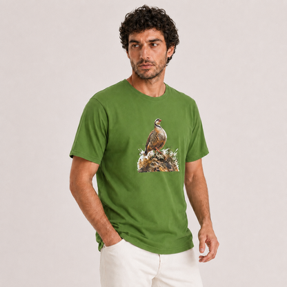 Hardstone Kınalı Keklik Baskılı %100 Pamuk T-Shirt yeşil model görseli