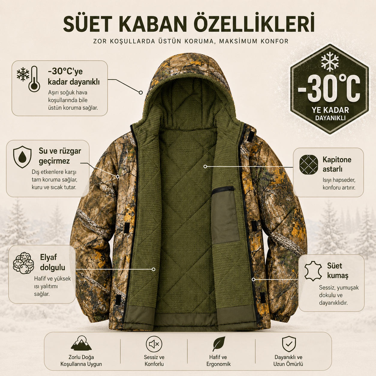 Hardstone Süet Soğuk İklim Takımı - Meşe Desen takım görünümü