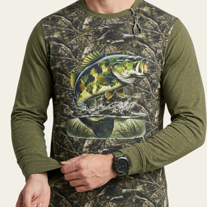 Balık Desenli Uzun Kollu T-shirt