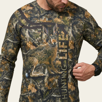 Tavşan-Meşe Desen Uzun Kollu T-shirt