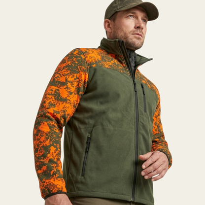 Neon / Haki Kare Desen Softshell Ceket