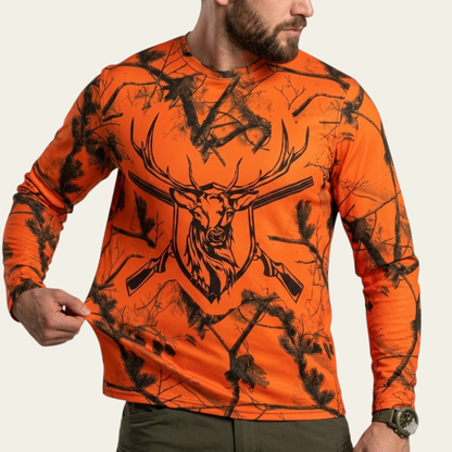 Geyik Desenli Neon Uzun Kollu T-shirt