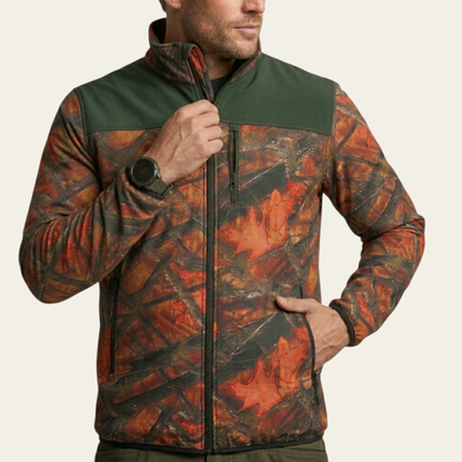 Neon / Haki Saz Desen Softshell Ceket