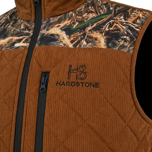 Hardstone Süet Vintage Saz Desenli Av Yeleği - Taba