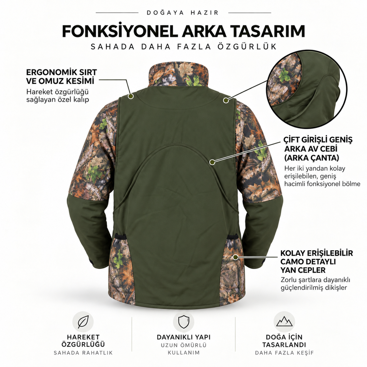 Orman Desen Taktik Ceket - Profesyonel Avcı ve Outdoor Ekipman