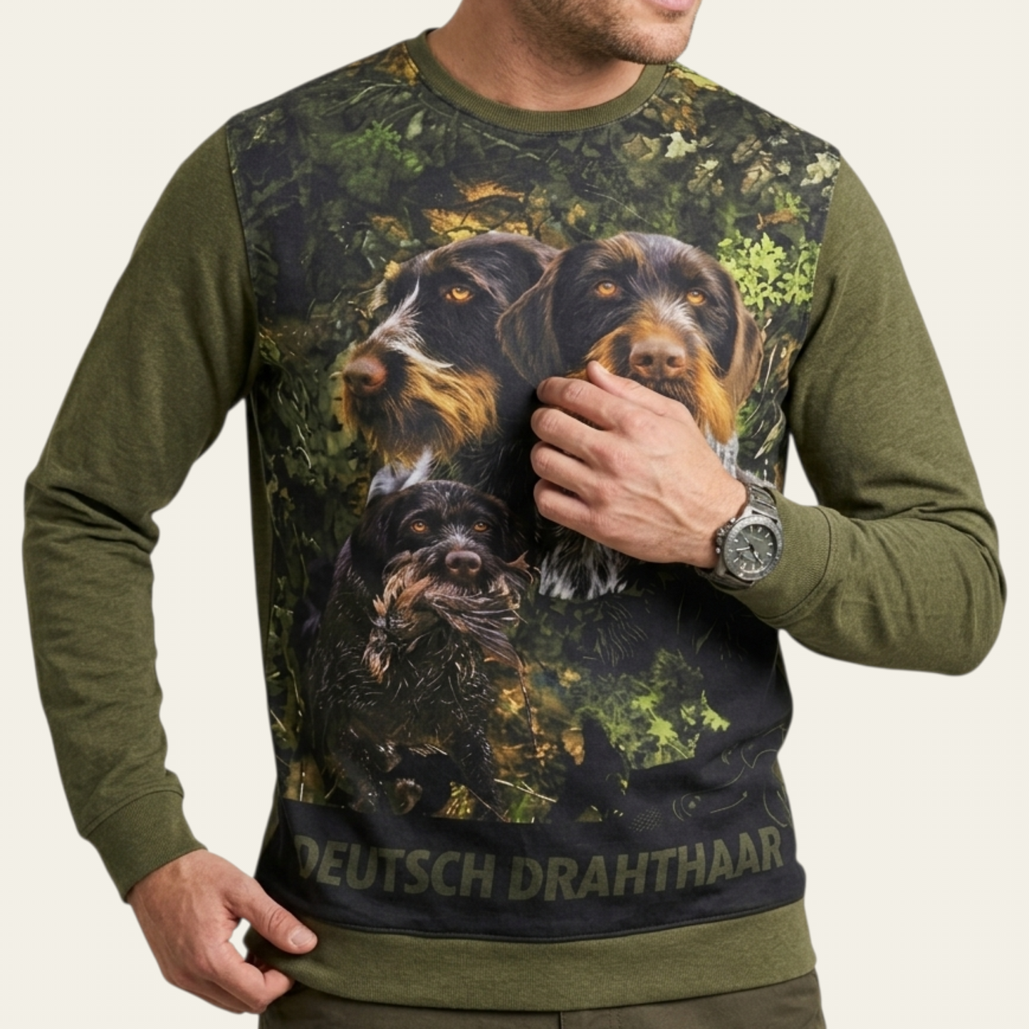 Av Köpeği Desenli Uzun Kollu T-shirt