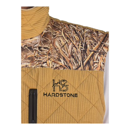 Hardstone Süet Vintage Saz Desenli Av Yeleği - Hardal