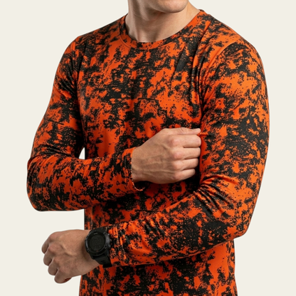 Kare Desenli Neon Uzun Kollu T-shirt