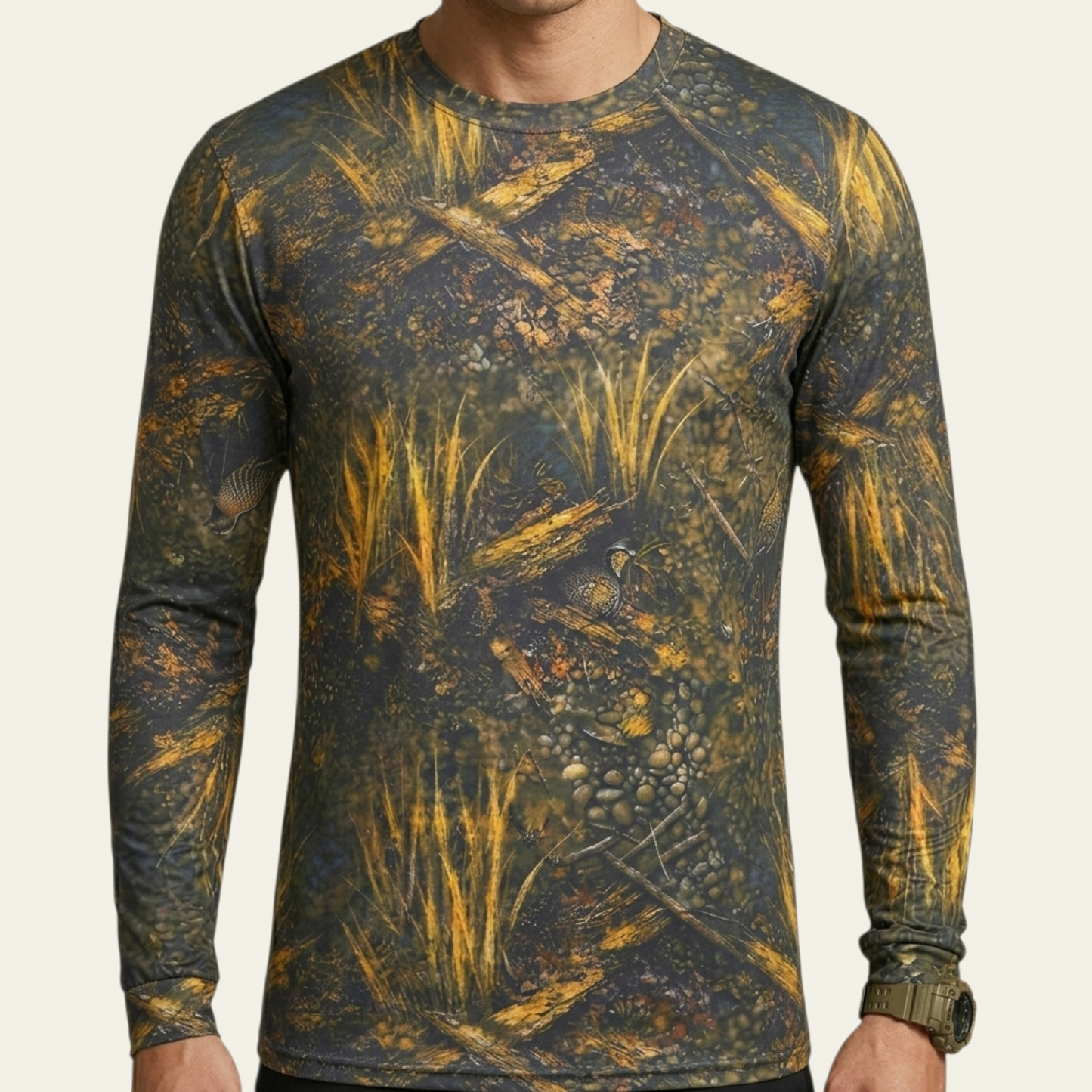 Koyu Saz Desen Uzun Kollu T-shirt